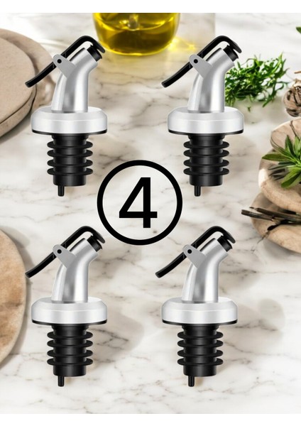 4 Adet Kapaklı Damlatmaz Yağ Tıpası Sirkelik Sosluk Yağdanlık Şişe Başlığı Damlatmaz Şişe Ucu
