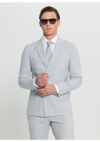 Normal Bel Slim Fit Açık Gri Erkek Takım Elbise ACE030252245_AGR