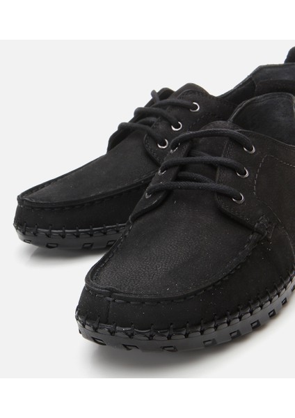 02AYH305570A100 ERKEK Nubuk Deri Siyah Rahat Günlük Loafer modelleri