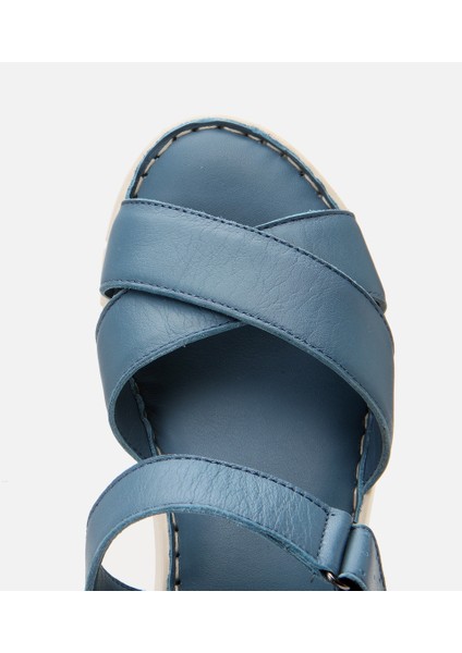 01SAH306860A620 KADIN Deri Mavi Ayarlanabilir Comfort Sandalet indirimleri