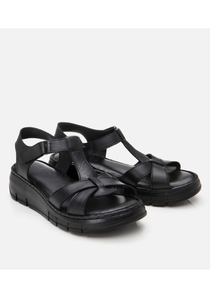 01SAH306850A100 KADIN Deri Siyah Ayarlanabilir Comfort Sandalet