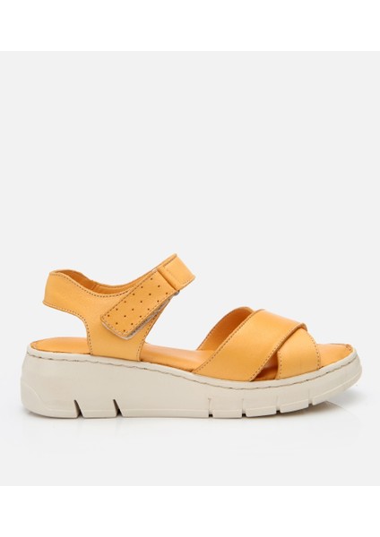01SAH306860A620 KADIN Deri Mavi Ayarlanabilir Comfort Sandalet