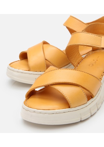 01SAH306860A620 KADIN Deri Mavi Ayarlanabilir Comfort Sandalet