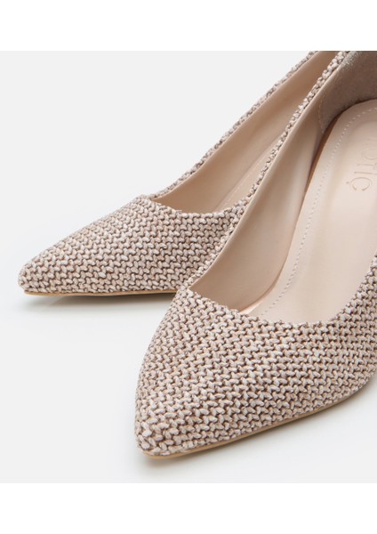 01AYH303880A310 KADIN Bej Hasır Detaylı Stiletto