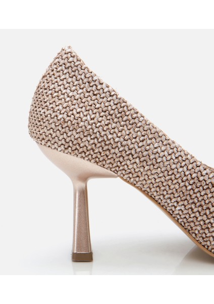 01AYH303880A310 KADIN Bej Hasır Detaylı Stiletto