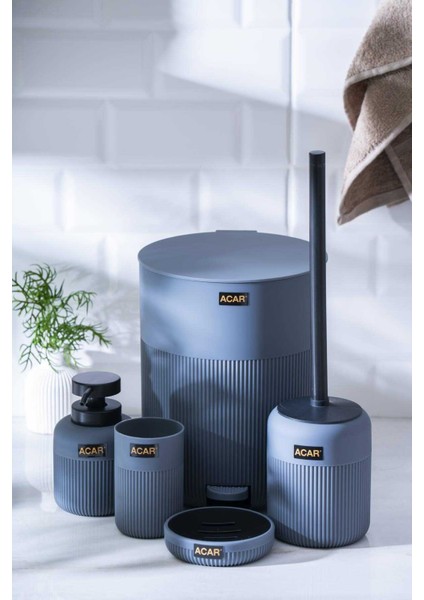 Astoria Gri Akrilik 5 Parça Banyo Seti