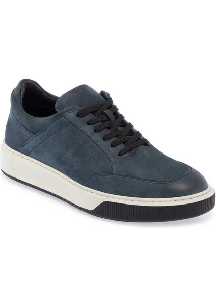Lacivert Hakiki Nubuk Deri Erkek Sneaker - E24S1AY57046-C39