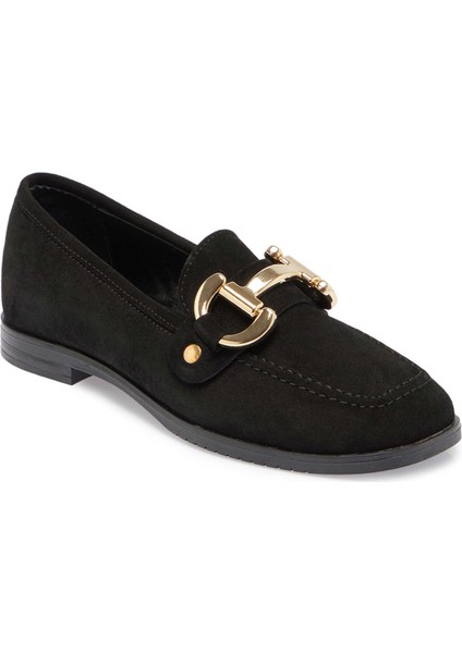 Siyah Hakiki Süet Deri Kadın Loafer - K24S1AY67568-A01
