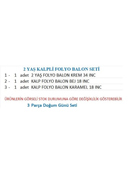 2 Yaş Parti Retro Pastel Doğum Günü Seti; Krem 2 Rakam Folyo, 2 Adet Kalp Folyo Balonlar modelleri