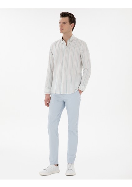 Erkek Açık Mavi Slim Fit Yazlık Kanvas Pantolon 50305450-VR003