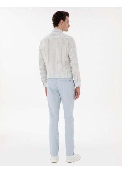 Erkek Açık Mavi Slim Fit Yazlık Kanvas Pantolon 50305450-VR003