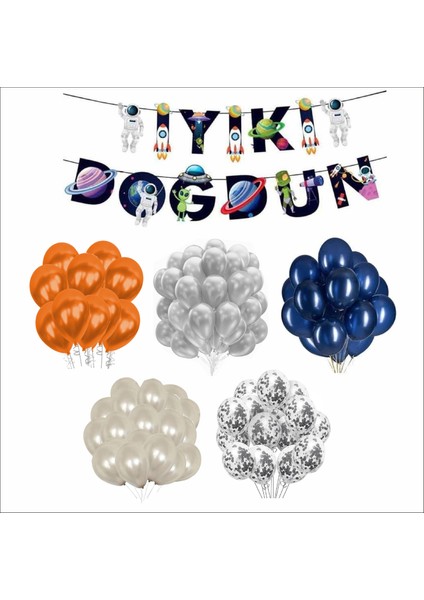 Uzay Temalı Balon+Banner Seti
