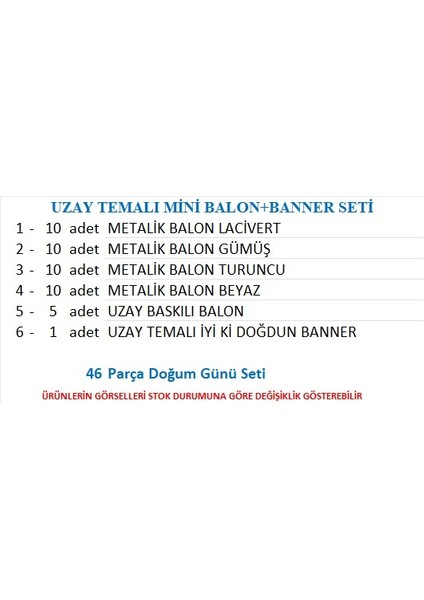 Uzay Temalı Balon+Banner Seti 2 fiyatları