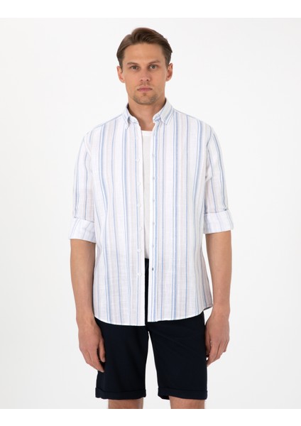 Erkek Mavi Regular Fit Uzun Kollu Gömlek 50301572-VR036