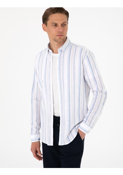 Erkek Mavi Regular Fit Uzun Kollu Gömlek 50301572-VR036