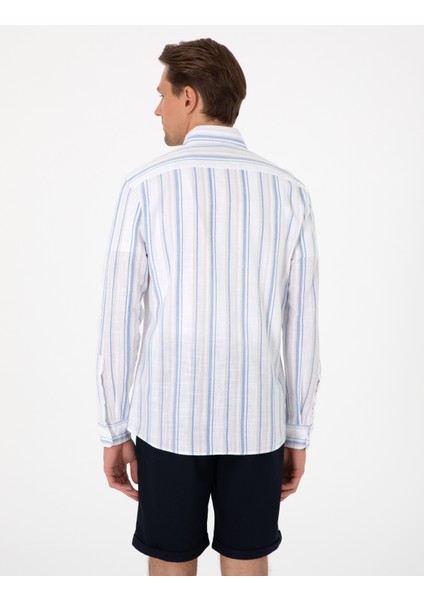 Erkek Mavi Regular Fit Uzun Kollu Gömlek 50301572-VR036