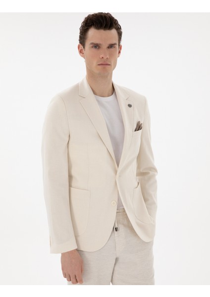 Erkek Ekru Ex. Slim Fit Keten Karışımlı Ceket 50304101-VR019 modelleri