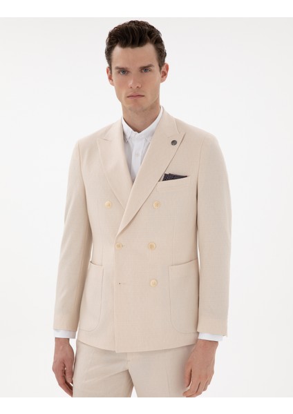 Erkek Bej Ex. Slim Fit Kruvaze Takım Elbise 50306746-VR011 modelleri