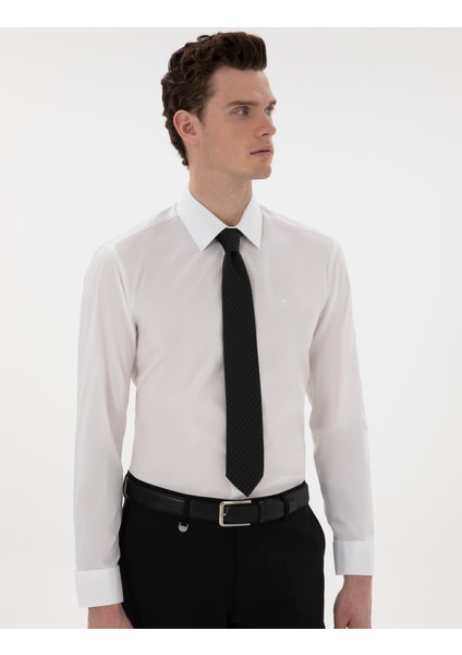 Erkek Beyaz Slim Fit Uzun Kollu Basic Gömlek 50301174-VR013