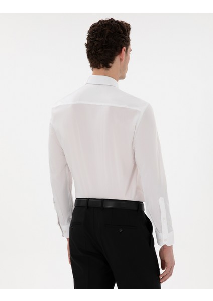 Erkek Beyaz Slim Fit Uzun Kollu Basic Gömlek 50301174-VR013