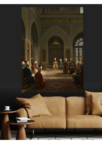 Osmanlı Sarayda Sessiz Cuma Toplantısı Dekoratif Kanvas - Mdf Ahşap Tablo