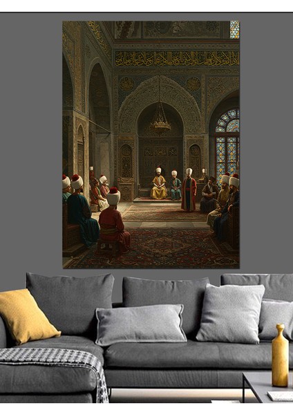 Osmanlı Sarayda Sessiz Cuma Toplantısı Dekoratif Kanvas - Mdf Ahşap Tablo modelleri