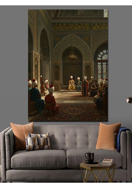 Osmanlı Sarayda Sessiz Cuma Toplantısı Dekoratif Kanvas - Mdf Ahşap Tablo fırsatları