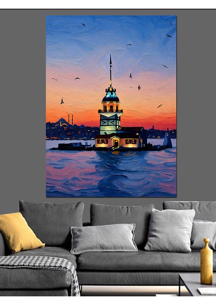 Kız Kulesinde Gün Batımı Dekoratif Kanvas - Mdf Ahşap Tablo modelleri