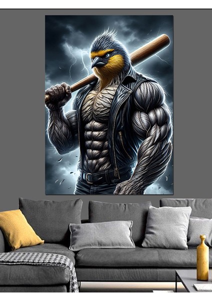 Kaslı Kuşun Sert Bakışı Dekoratif Kanvas - Mdf Ahşap Tablo fiyatları