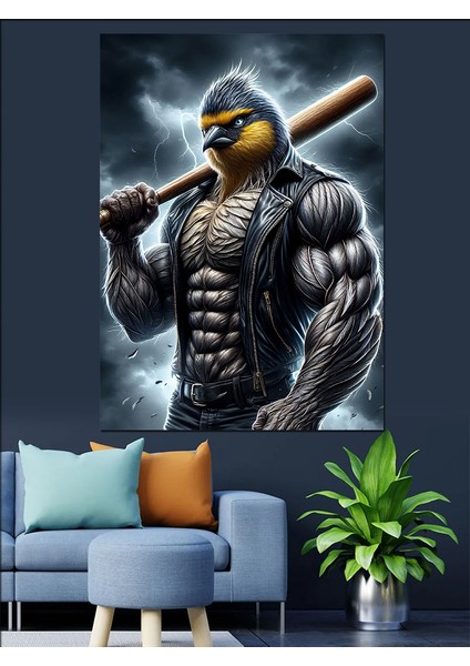 Kaslı Kuşun Sert Bakışı Dekoratif Kanvas - Mdf Ahşap Tablo fırsatları