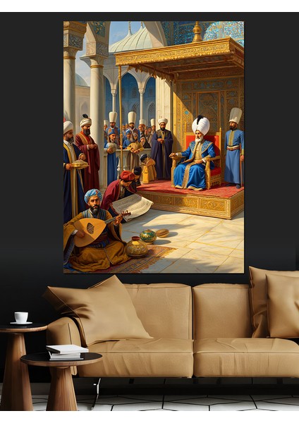 Osmanlı Padişahın Huzurunda Diplomatik An Dekoratif Kanvas - Mdf Ahşap Tablo