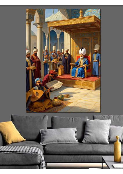 Osmanlı Padişahın Huzurunda Diplomatik An Dekoratif Kanvas - Mdf Ahşap Tablo modelleri