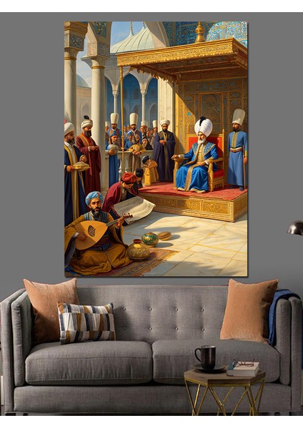 Osmanlı Padişahın Huzurunda Diplomatik An Dekoratif Kanvas - Mdf Ahşap Tablo fırsatları
