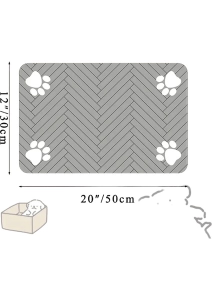 Pet Besleme Mat-Absorban Yiyecek ve Su Kasesi Için Pet Placemat, Su Geçirmez Kauçuk Desteği Ile, Köpek Kedi Rengi Için Hızlı Kuru Su Mat: Gri 30X50CM (Yurt Dışından)