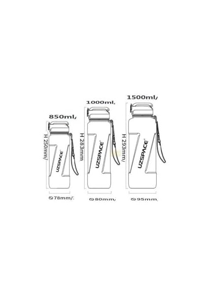1000ml Pipetli Ölçü Skalalı Şeffaf Gövde Tritan Su Matarası (Yeşil)