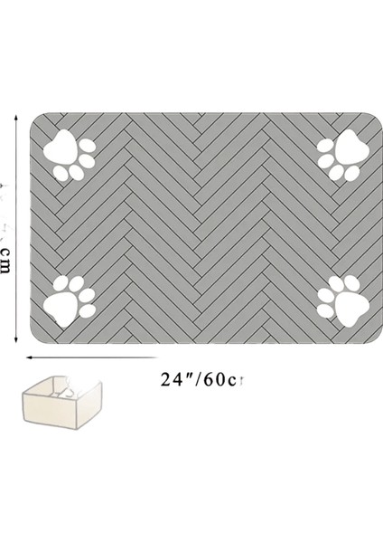 Pet Besleme Mat-Absorban Yiyecek ve Su Kasesi Için Pet Placemat, Su Geçirmez Kauçuk Desteği, Köpek Kedi Rengi Için Hızlı Kuru Su Mat: Gri 40X60CM (Yurt Dışından)