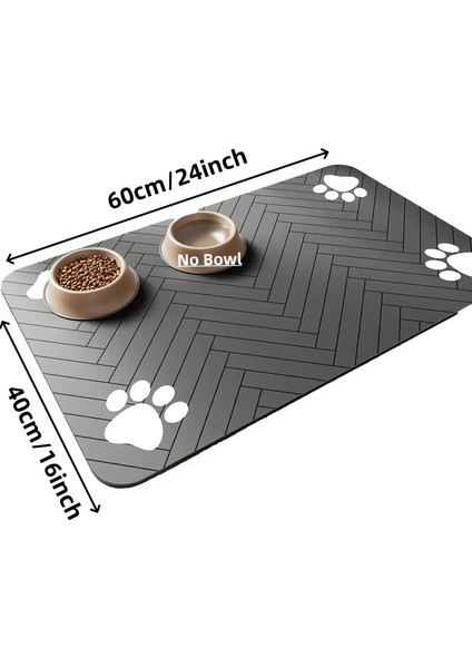 Emici Evcil Hayvan Besleme Paspası, Köpek Kedi Maması Su Kaseleri Için Su Geçirmez Placemat, Hızlı Kuruyan Kauçuk Destek, Kaymaz Evcil Hayvan Paspas Rengi: 40X60CM Siyah (Yurt Dışından)