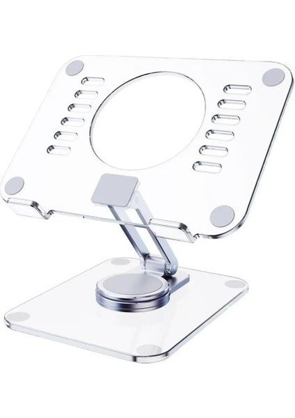 Taşınabilir Dizüstü Standı Çok Fonksiyonlu 360 Derece Dönen Dizüstü Macbook Tablet Cep Telefonu Standı (Şeffaf 360 Stand)