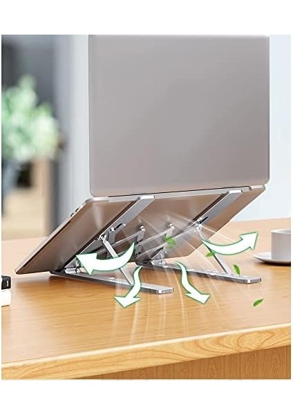 Notebook Standı 2in1 Katlanabilir Taşınabilir Folding Alüminyum Dizüstü Bilgisayar Standı Telefon Standlı 13 Kademeli