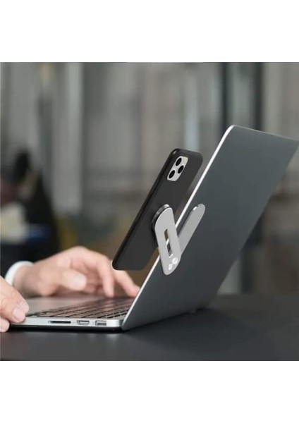 Ability Metal Ayarlanabilir Laptop ve Monitör Yanı Manyetik Telefon Tutucu Mıknatıslı Stand 3m Yapışkanlı ve Telefon Için Mıknatıs Lyt-01
