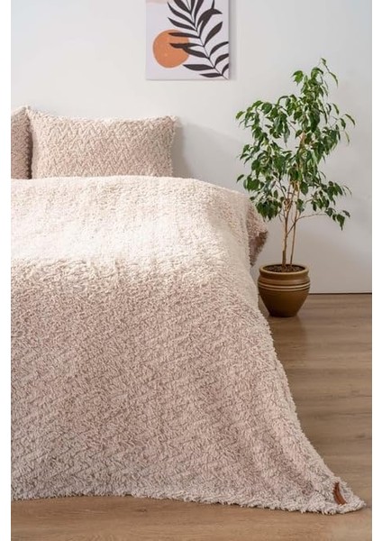 Dali Jakarlı Deluxe Bej Çift Kişilik Uyku Seti, 3 Parça, Yatak Örtüsü