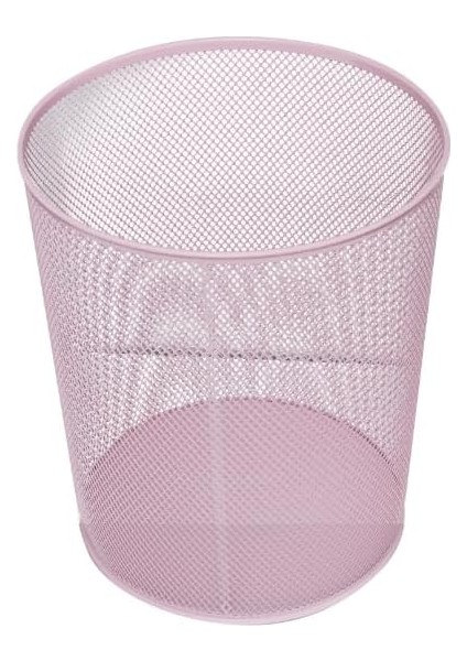 Tam Delikli Metal Fileli Toz Pembe Çöp Kovası - ND-1044
