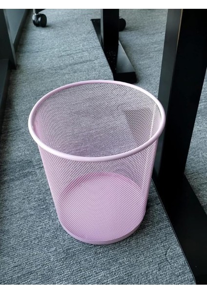 Tam Delikli Metal Fileli Toz Pembe Çöp Kovası - ND-1044