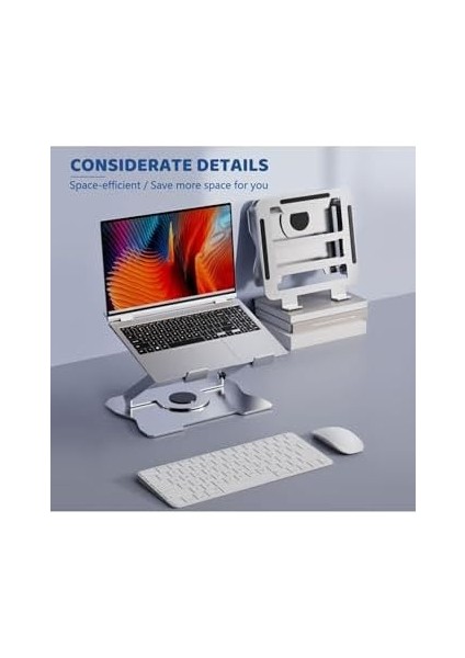 Trend Laptop/notebook/macbook ile Uyumlu 360 Derece Dönebilen Katlanabilir Yükseklik Ayarlı Metal Masa Üstü Tablet Laptop Standı
