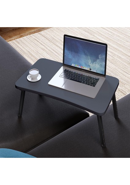 Laptop Sehpası Katlanabilir Yatak Koltuk Üstü Kahvaltı Bilgisayar Sehpası (Antrasit Gri)