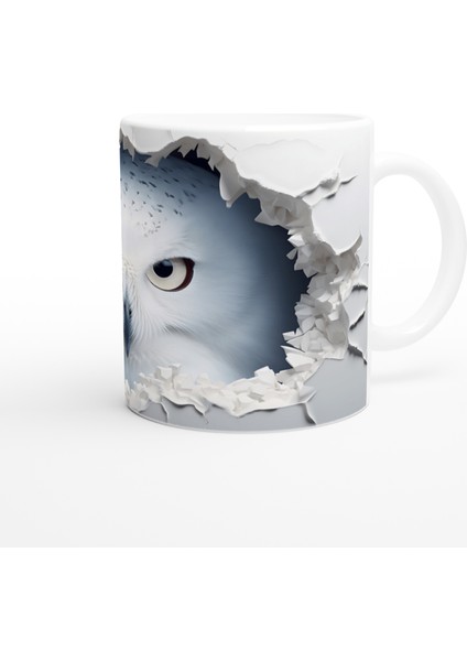 Beyaz Duvarı Delen Bakış Kartal Gözlü Baykuş Baskılı Kupa Bardak fiyatları