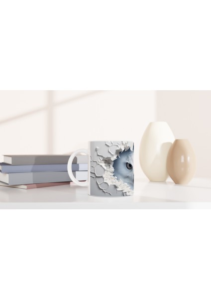 Beyaz Duvarı Delen Bakış Kartal Gözlü Baykuş Baskılı Kupa Bardak indirimleri