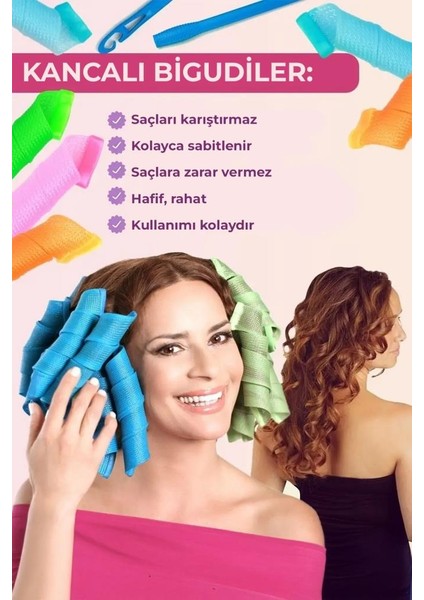 Kancalı Saç Şekillendirici 18'li Bigudi Seti modelleri