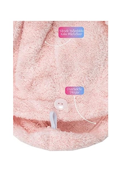 Saç Havlusu Plaj Deniz Havuz Bonesi Banyo Saç Kurutma Baş Havlusu Pembe