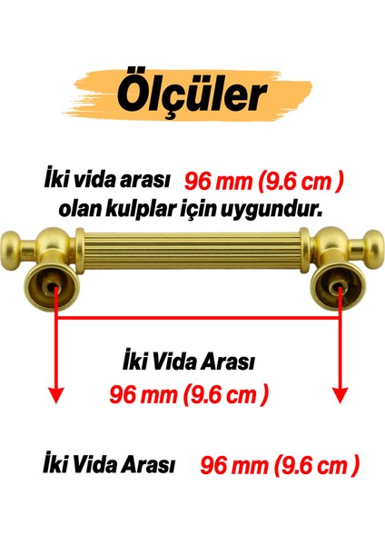 Selçuklu Kulp 96 mm 9.6 cm Mat Gold Altın Mobilya Mutfak Çekmece Dolap Dolabı Kulbu Kulpu Kulpları